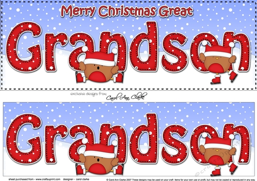 Large DL Merry Christmas GREAT GRANDSON 3D decoupage with Bobbin Robin