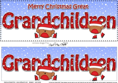 Large DL Merry Christmas GREAT GRANDCHILDREN 3D decoupage with Bobbin Robin
