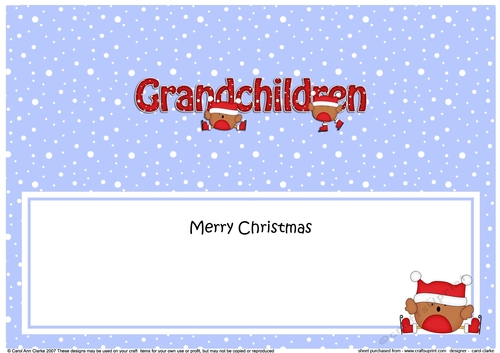 Large DL Merry Christmas GRANDCHILDREN insert with Bobbin Robin