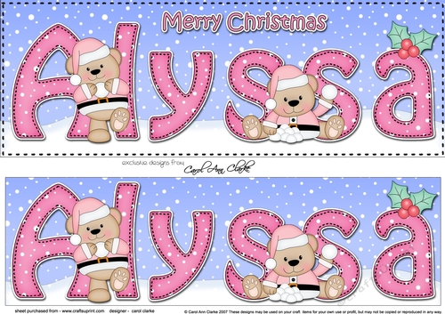 Large DL Merry Christmas ALYSSA 3D decoupage 
