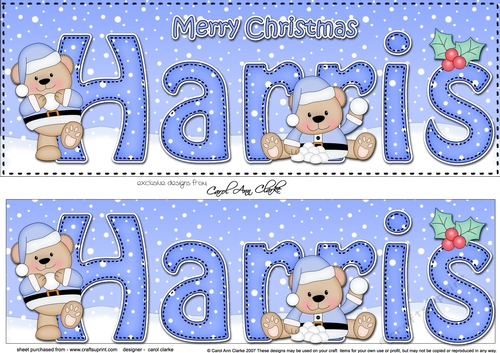 Large DL Merry Christmas HARRIS 3D decoupage 