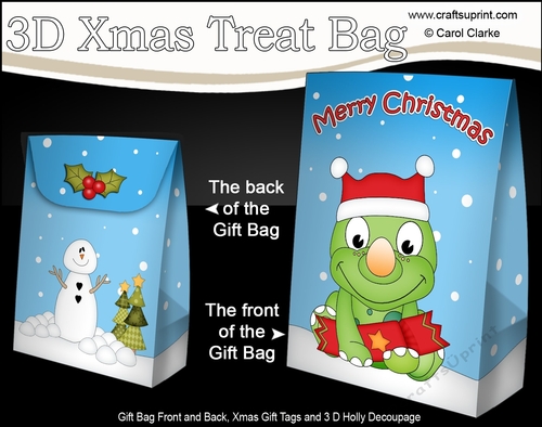 3D Christmas Gift Bag Mini Kit - Cute Little Dinosaur