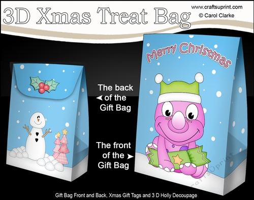 3D Christmas Gift Bag Mini Kit - Cute Little Dinosaur