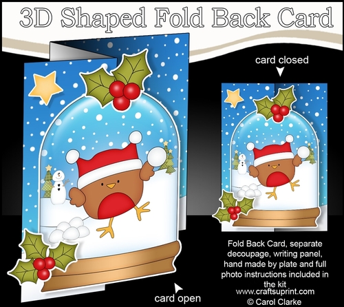 Christmas 3D Shaped No-Hole Fold Back Mini Kit - Bobbin Robin is Having a Snowball Fight