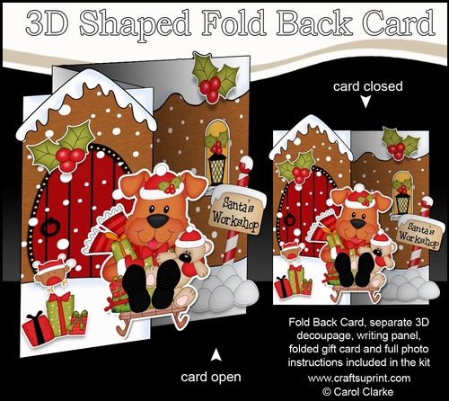 3D Shaped No-Hole Fold Back Christmas Card Kit - Little Rusty Dog