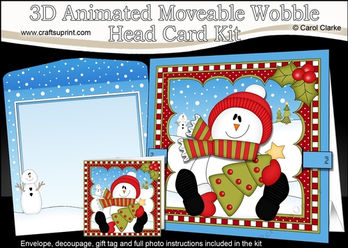 3D Animated Christmas Moveable Wobble Head Card - Snowman Rio has an Xmas Tree