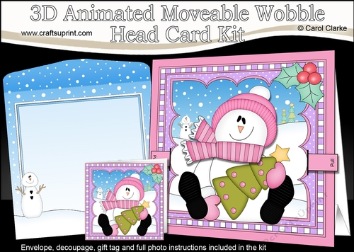3D Animated Christmas Moveable Wobble Head Card - Snowman Rio has an Xmas Tree