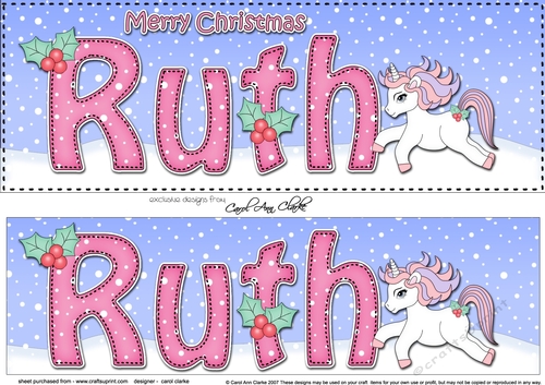 Large DL Merry Christmas RUTH 3D decoupage 