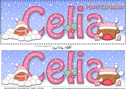 Large DL Merry Christmas CELIA 3D decoupage 