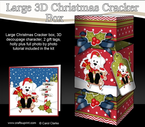 3D Large Christmas Cracker Box - Little White Labrador Dog