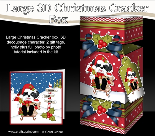 3D Large Christmas Cracker Box - Little Shih Tzu Dog