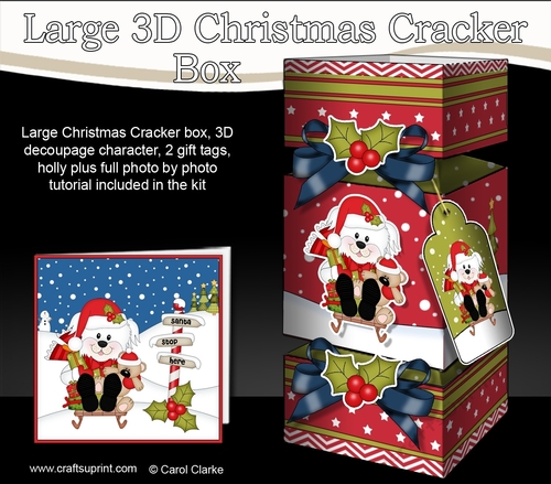 3D Large Christmas Cracker Box - Little Bichon Frise Dog