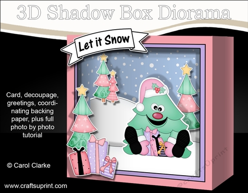 3D Christmas Diorama Shadow Box Card Mini Kit - Fun Xmas Tree has Presents