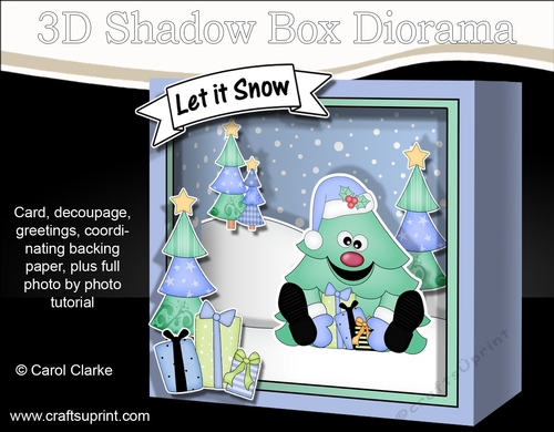 3D Christmas Diorama Shadow Box Card Mini Kit - Fun Xmas Tree has Presents