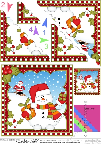 Christmas Scalloped Corner Stacker Snowman Oli