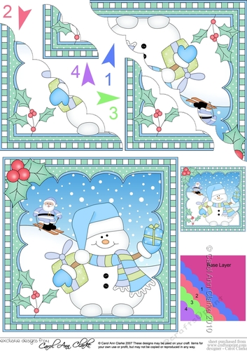 Christmas Scalloped Corner Stacker Snowman Oli