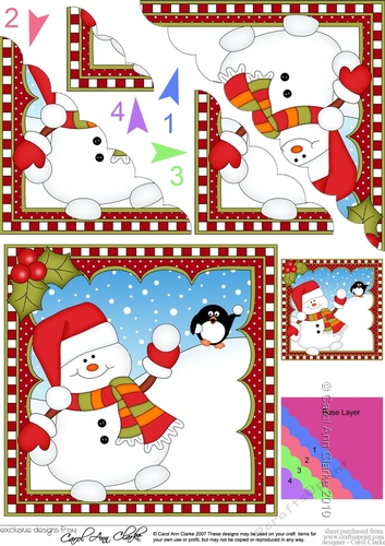 Christmas Scalloped Corner Stacker Snowman Oli