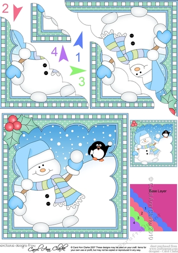 Christmas Scalloped Corner Stacker Snowman Oli