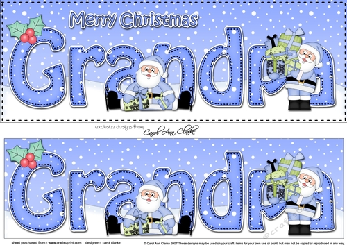 Large DL Merry Christmas GRANDPA 3D decoupage with Santa