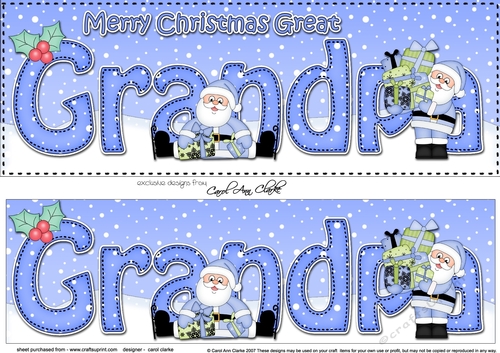 Large DL Merry Christmas GREAT GRANDPA 3D decoupage with Santa