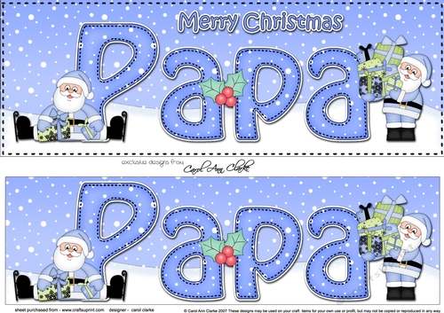 Large DL Merry Christmas PAPA 3D decoupage with Santa