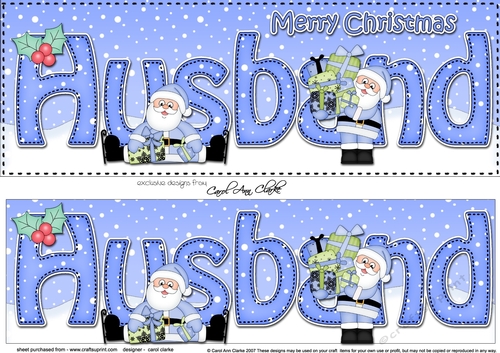 Large DL Merry Christmas HUSBAND 3D decoupage with Santa