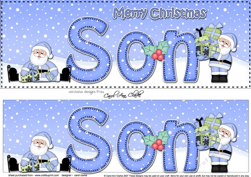 Large DL Merry Christmas SON 3D decoupage with Santa