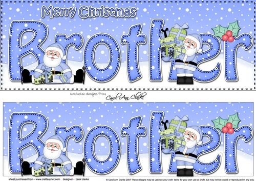 Large DL Merry Christmas BROTHER 3D decoupage with Santa