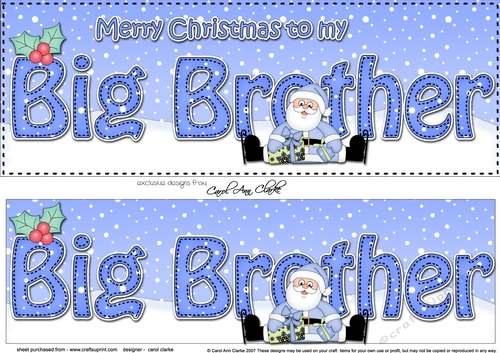 Large DL Merry Christmas BIG BROTHER 3D decoupage with Santa
