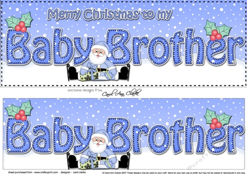 Large DL Merry Christmas BABY BROTHER 3D decoupage with Santa