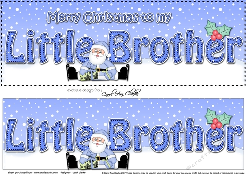 Large DL Merry Christmas LITTLE BROTHER 3D decoupage with Santa
