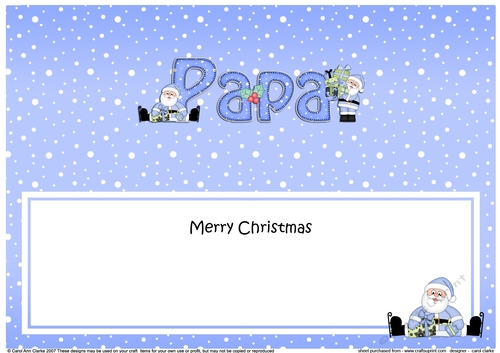 Large DL Merry Christmas PAPA insert with Santa