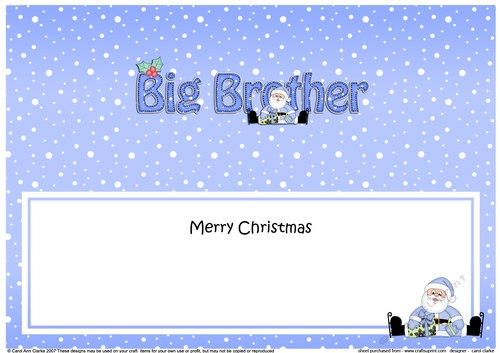 Large DL Merry Christmas BIG BROTHER insert with Santa