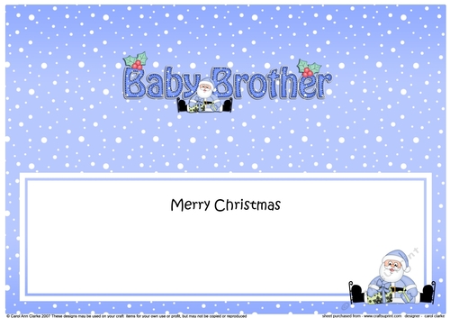 Large DL Merry Christmas BABY BROTHER insert with Santa