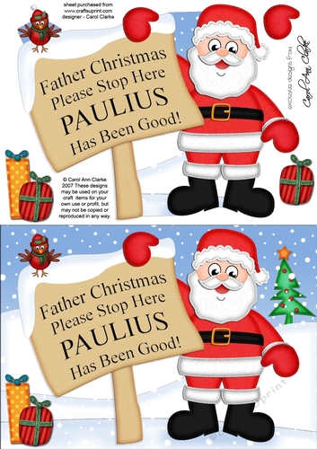 Xmas personalised PAULIUS Trees Signpost A5 3D decoupage 