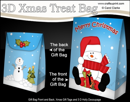3D Christmas Gift Bag Mini Kit - Snowman Rio has Xmas Presents