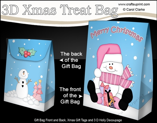 3D Christmas Gift Bag Mini Kit - Snowman Rio has Xmas Presents
