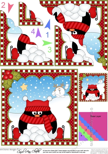 Christmas Penguin Scalloped Corner Stacker