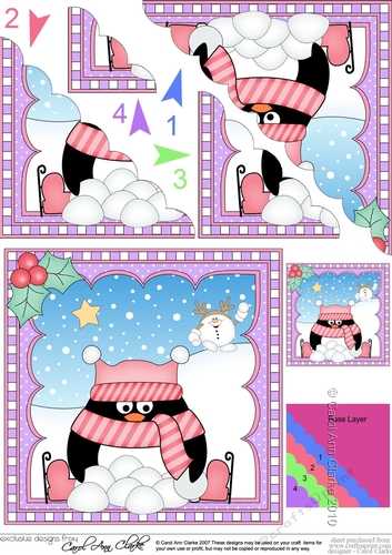 Christmas Penguin Scalloped Corner Stacker
