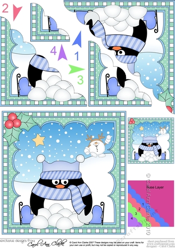 Christmas Penguin Scalloped Corner Stacker