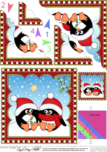Christmas Penguin Scalloped Corner Stacker