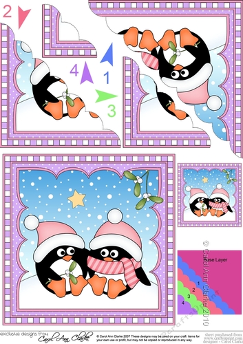 Christmas Penguin Scalloped Corner Stacker