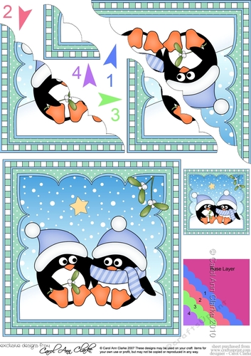 Christmas Penguin Scalloped Corner Stacker