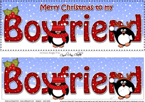 Large DL Merry Christmas to my BOYFRIEND 3D decoupage with Penguins