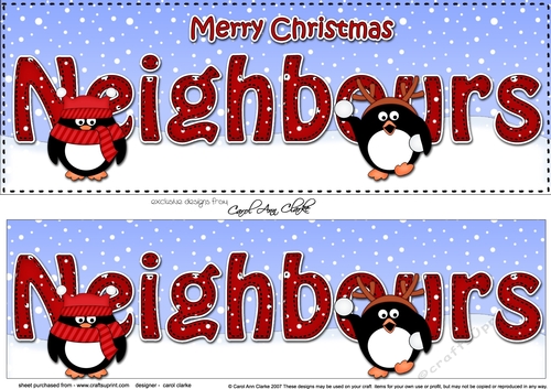 Large DL Merry Christmas NEIGHBOURS 3D decoupage with Penguins