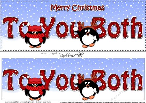 Large DL Merry Christmas TO YOU BOTH 3D decoupage with Penguins