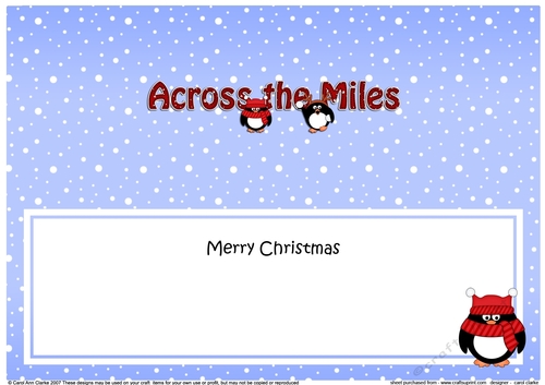 Large DL Merry Christmas ACROSS THE MILES insert with Penguins