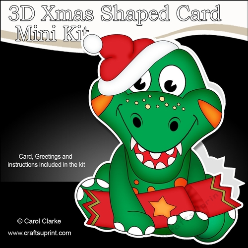 3D Shaped Christmas Card Kit - Cute Little Rampardos Dino
