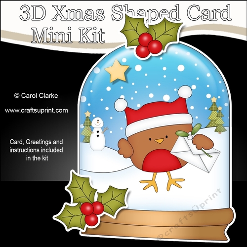 3D Shaped Christmas Snow Globe Card Kit - Bobbin Robin has an Xmas Letter
