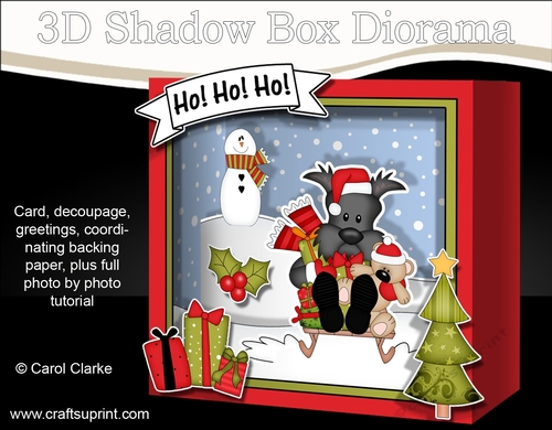 3D Christmas Diorama Shadow Box Card Mini Kit - Little Scottie Dog